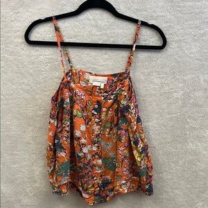 Anthropologie Orange Ruffled Tie Front Camisole
